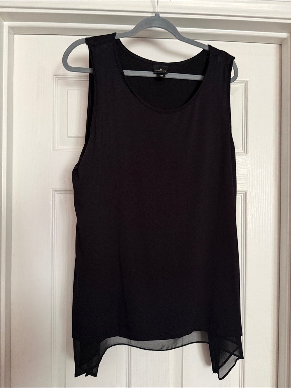 Worthington Black Sleeveless Layered-Hem Tank Top